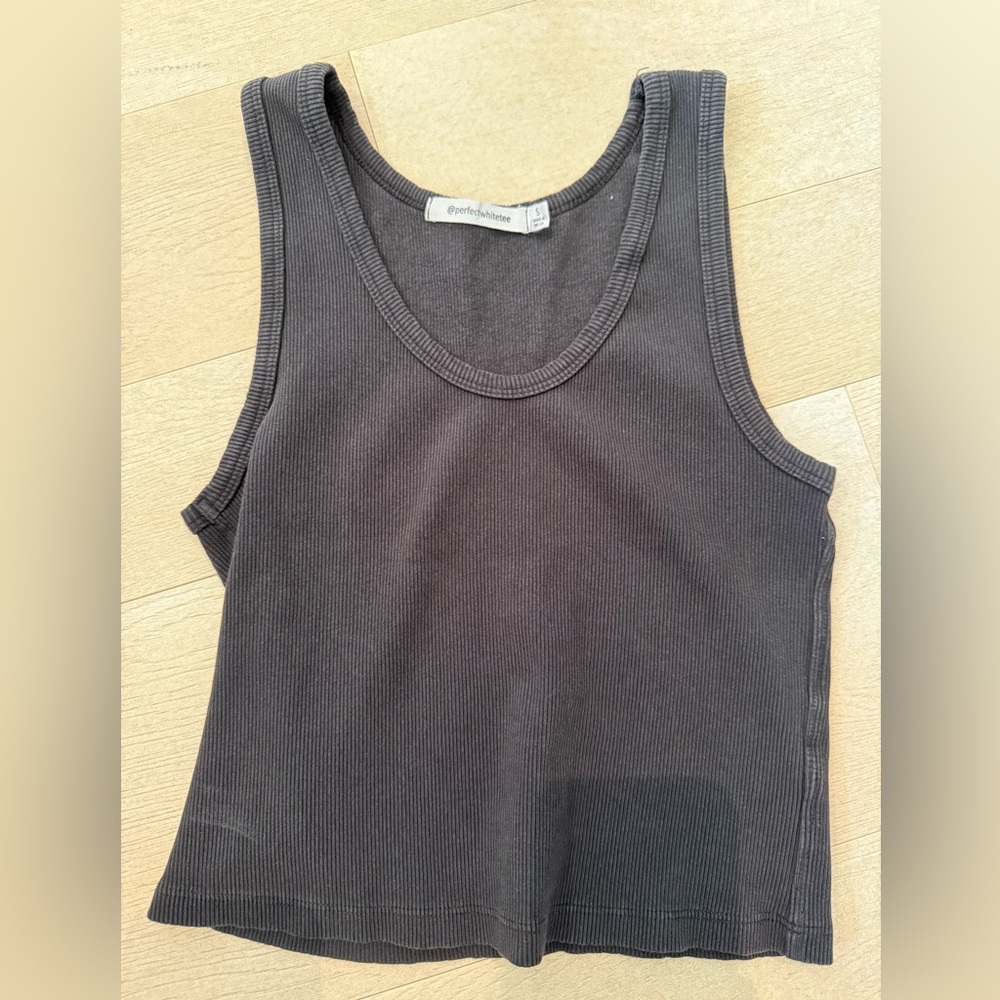 Perfect White Tee Grey Tank Top ribbed